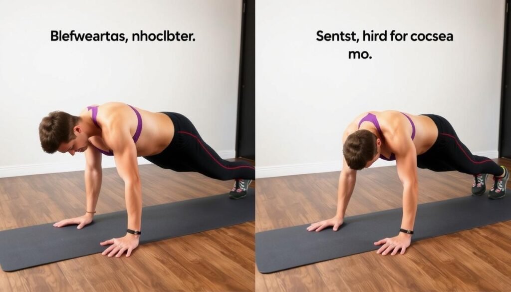 Ilustrasi kesalahan umum dan koreksi dalam latihan core stability dan postural awareness