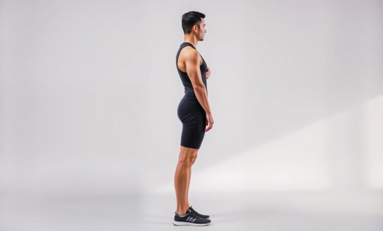 Ilustrasi postur tubuh seimbang dengan penekanan pada core stability dan postural awareness