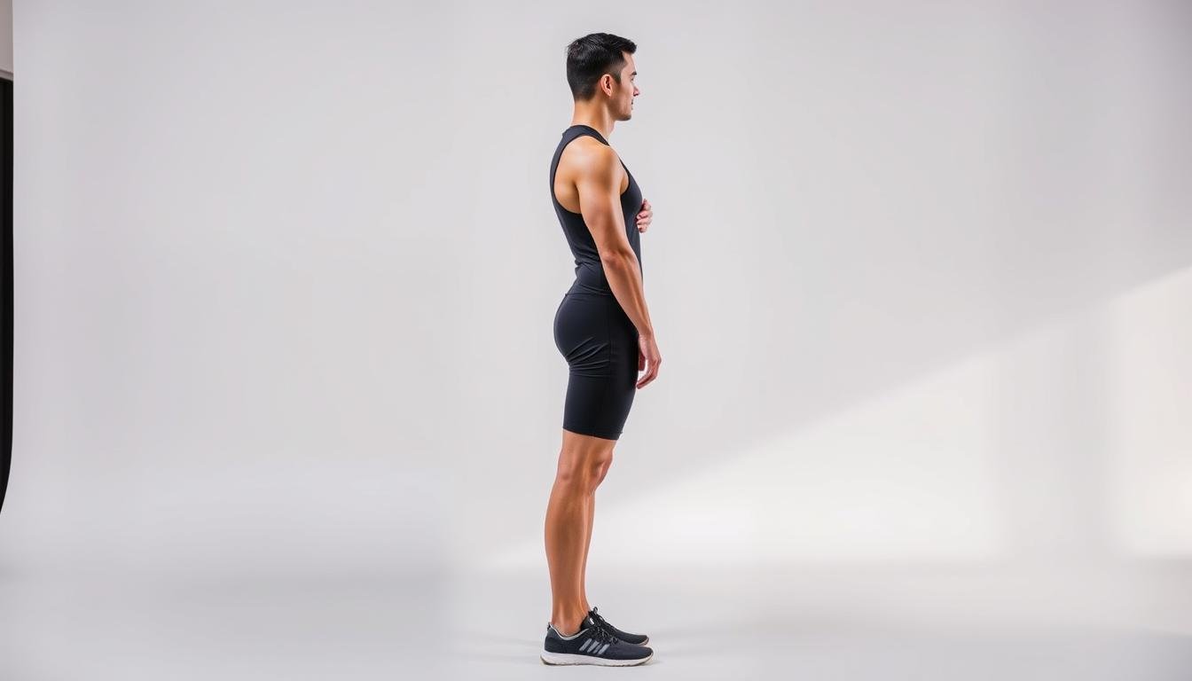 Ilustrasi postur tubuh seimbang dengan penekanan pada core stability dan postural awareness